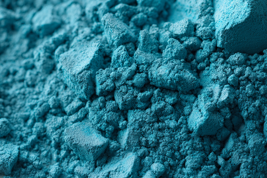 Close-up of bright blue powder.